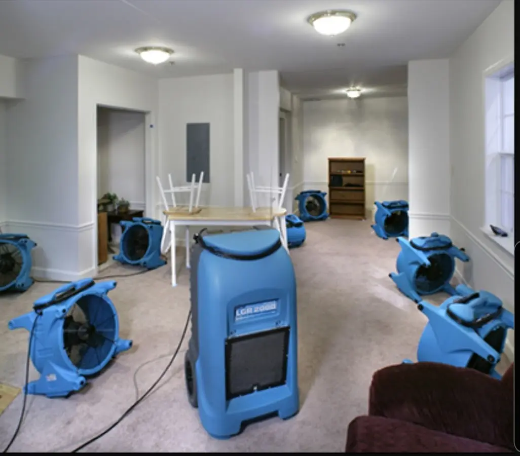 Air movers and dehumidifier setup for Water Damage Restoration in Port Wentworth